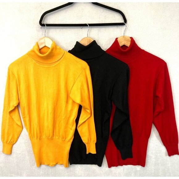 Vintage Lot of 3 Bogner Wool Blend Turtleneck Sweater Small S 80’s Ski Sporty - Picture 1 of 16